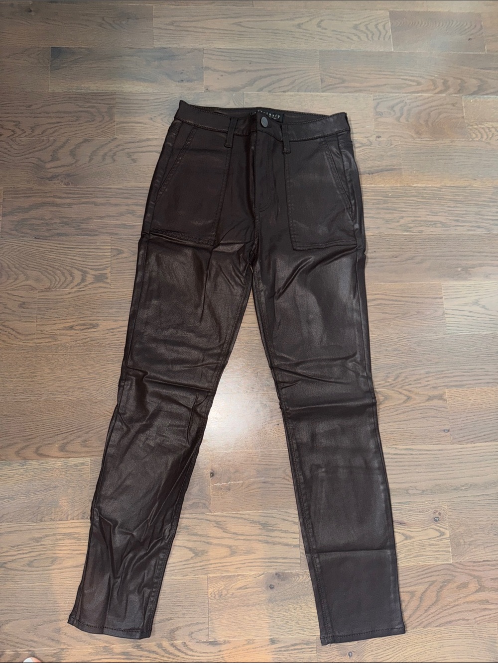 Faux Leather Brown Slim Pants